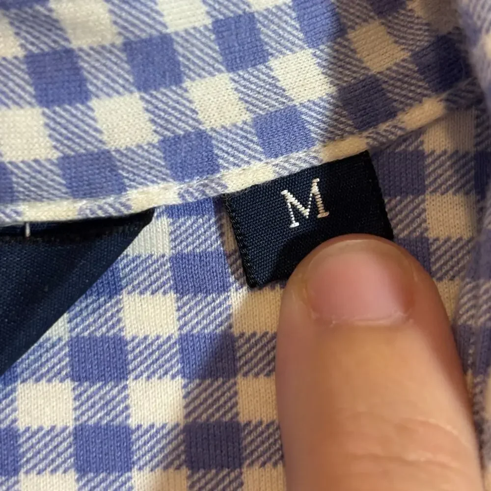 Ralph Lauren Polo Golf Vintage Men's Size M Blue White Gingham Shirt Pima Cotton